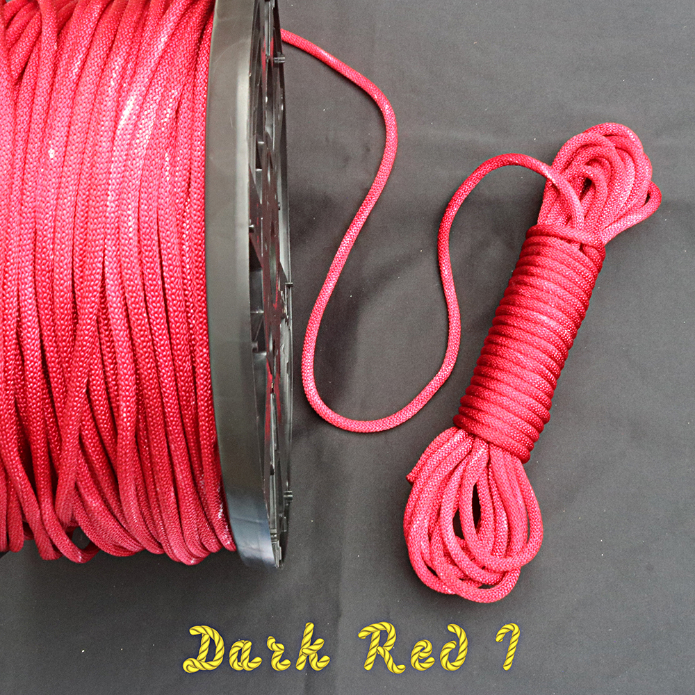 Red Nylon Shibari Rope, Dark - Solid Color Rope